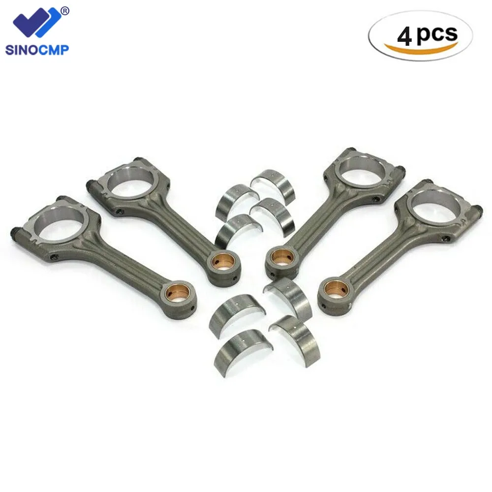 4pcs Connecting Rod Set with Connecting Rod Bearing Kit for VW Audi Seat Skoda 1.4 TSI Screws 50 Nm 03C198401A 03C105701