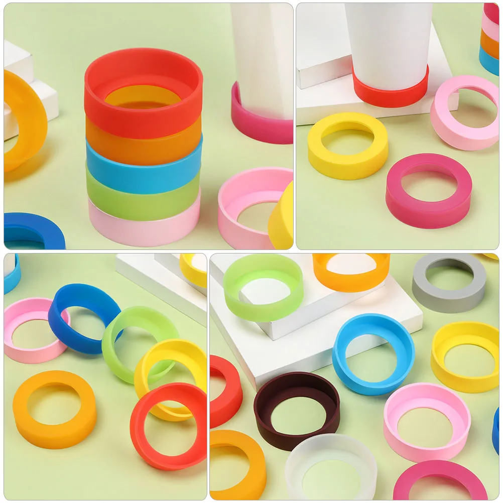 

9pcs Cup Bottom Guard Silicone Water Bottle Holder Anti-Slip Protective Mat Heat-Resistant Mug Sleeve Durable Drink Can