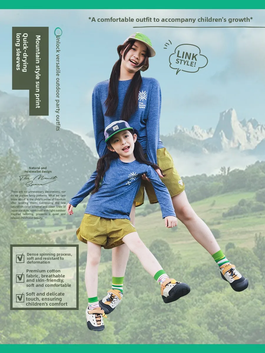 Outdoor Long Sleeve T-Shirt for Girls Quick Dry Cool Feeling Children's Clothing Summer New Style Parent-Child Top Shirt