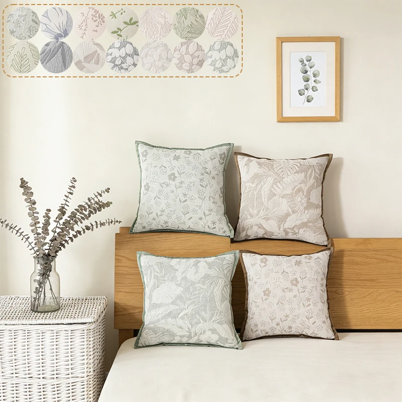 

Elegant and Luxurious Jacquard Sofa Cushion Cover Chenier Bed Cushion Cover Soft Comfortable Home Decoration Without Pillow Core