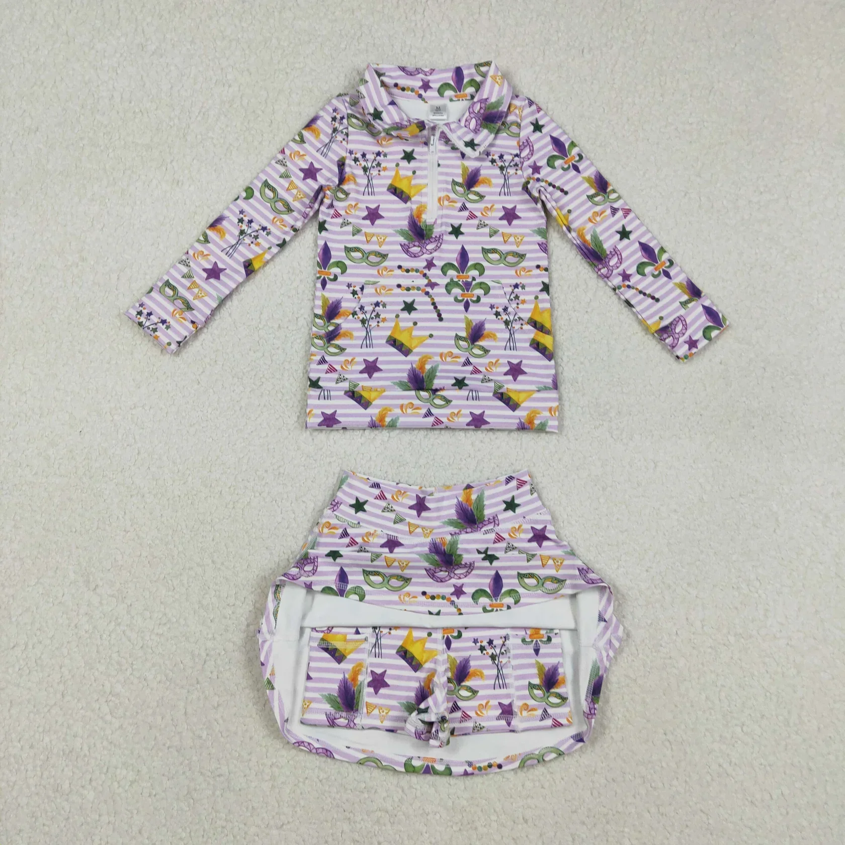 الجملة طفلة سستة البلوز قميص الاطفال السراويل تنورة ملابس نشطة اليوغا الزي طفل الأطفال ملابس رياضية Mardi Gras مجموعة #2