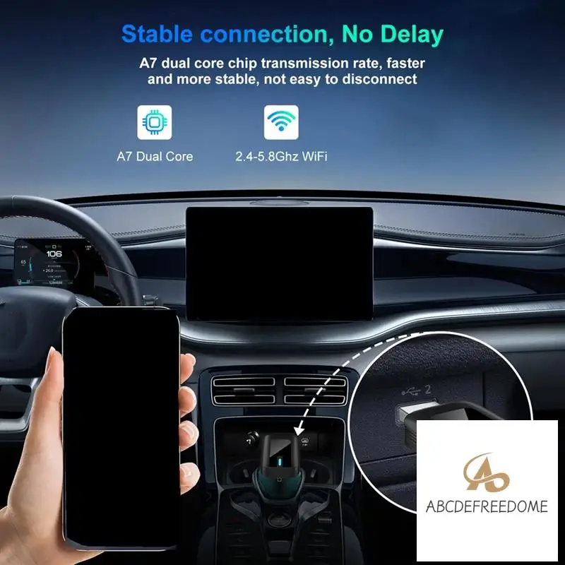 

Support Wifi6 New Adapter Carplay Android Auto Box Dongle For Wired To Wireless Suitable For Most Car USB-A Plug&Play