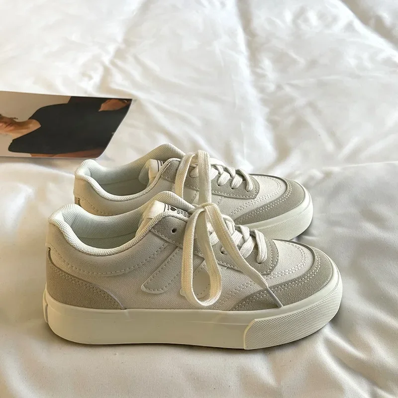 Zapatos De lona para Mujer, novedad De Otoño De 2023, zapatos De plataforma informales a la moda, zapatos De suela plana con cordones para caminar y correr, Zapatillas De Mujer