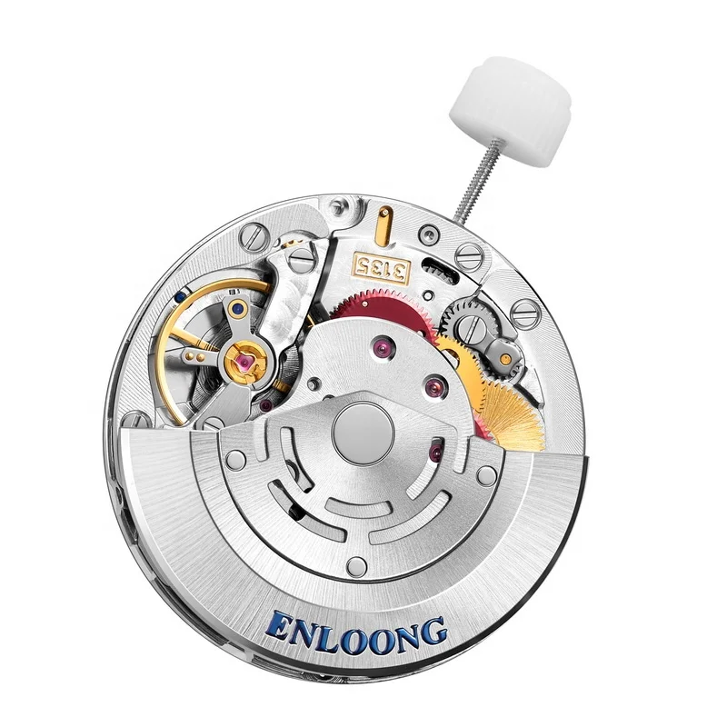 ENLOONG Luxury Mechanical Movement Automatic 21 Jewels Custom OEM Logo Blue Spring Red Wheels Watch Parts 3135 Watch Movement