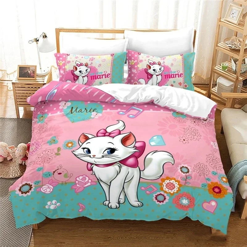 

Disney Mary Cat Duvet Cover Pillowcase, Home Room Bedroom Bedding Set Cute Queen Double Bed Boy Girl Duvet Cover Pillowcase Gift