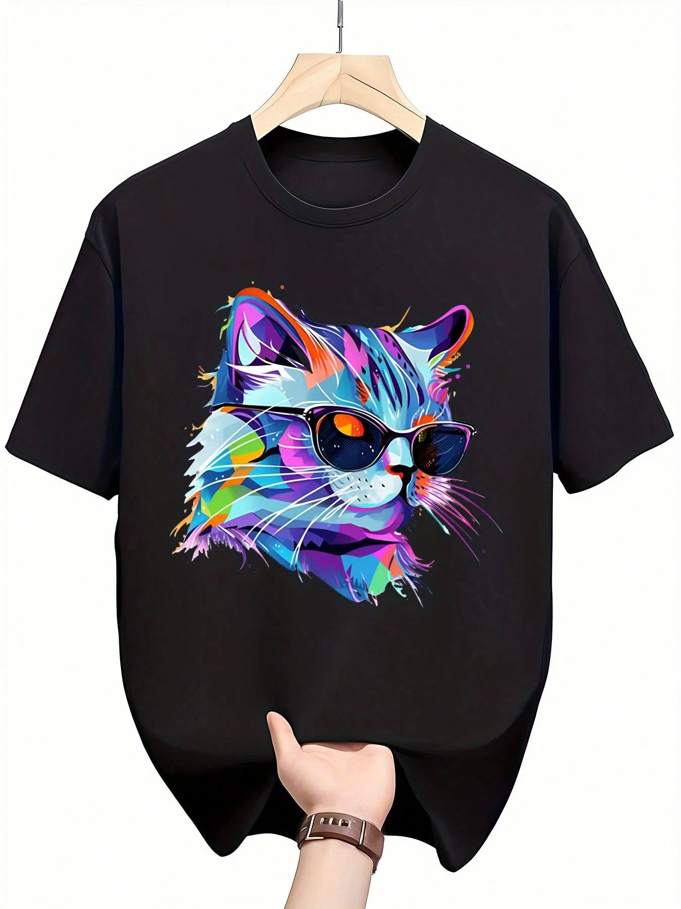 

Men's T-shirt Cartoon Cat Pattern Printed T-Shirt Comfortable And Versatile Top Unisex Breathable harajuku COTTON streetwear