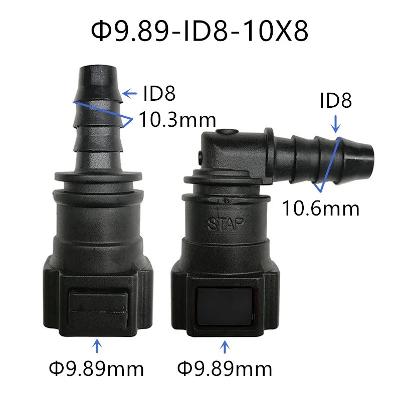 9.89mm-ID8 9.89 female plastic connector auto Fuel line quick connector gasoline filter connector 2 pcs one lot