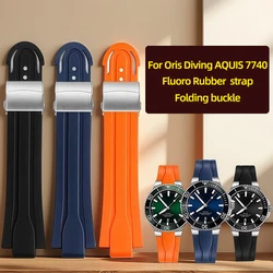 24*11mm Waterproof Watchband Rubber Silicone Strap for Oris Watch Diving Sport Watchstrap Black for AQUIS Bracelet  Double Buckl