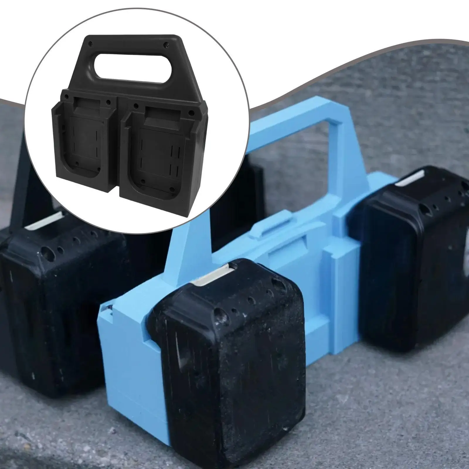 Batterieregal, tragbar, praktisch, schwarz, robust, mit 4 Steckplätzen kompatibel, geräumiges Hand-Batterie-Aufbewahrungsregal, Batterie-Organizer