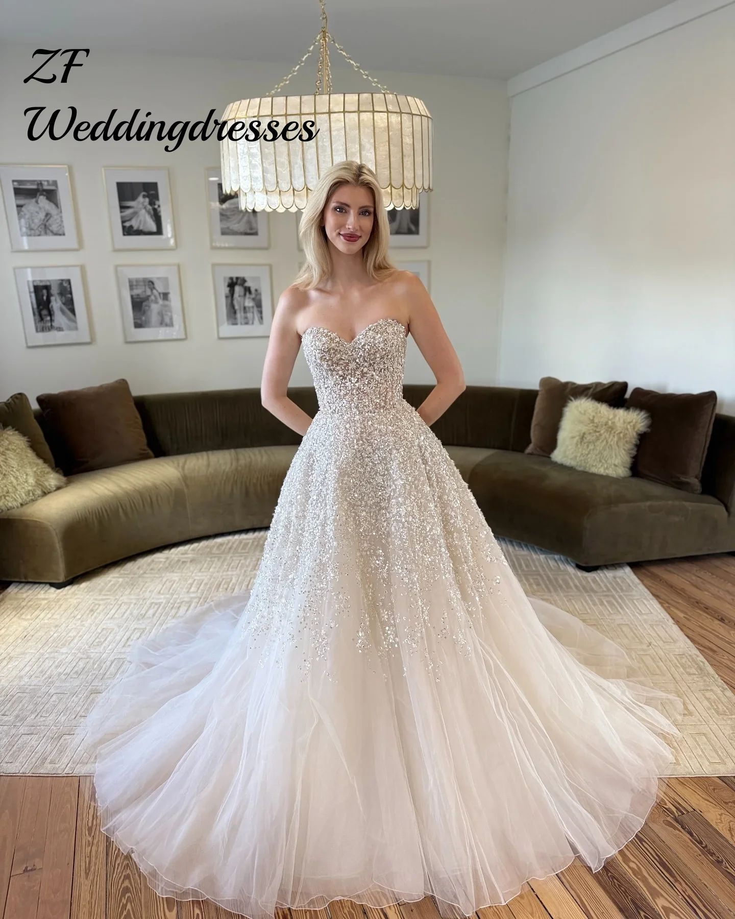 

Свадебные платья трапециевидной формы с блестками и блестками на заказ Vestido De Noival