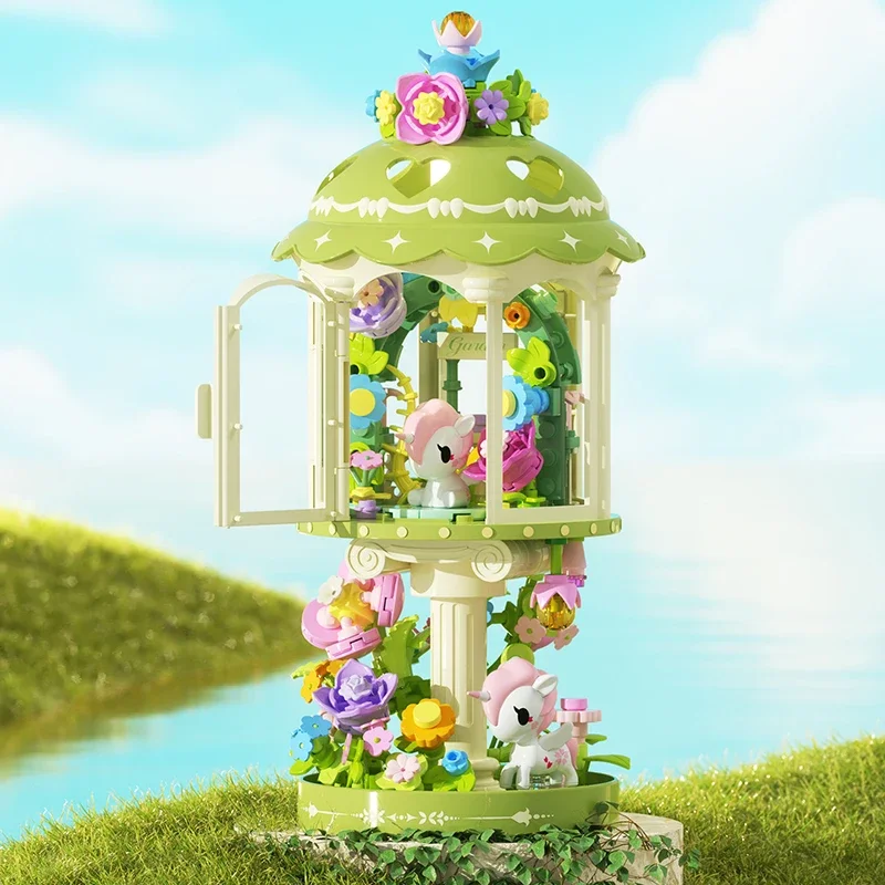 JAKI Tokidoki Building Blocks Lighthouse Model Pink Heart Decor Glowing Night Light Desktop Ornament Gift For Adult Women view 4
