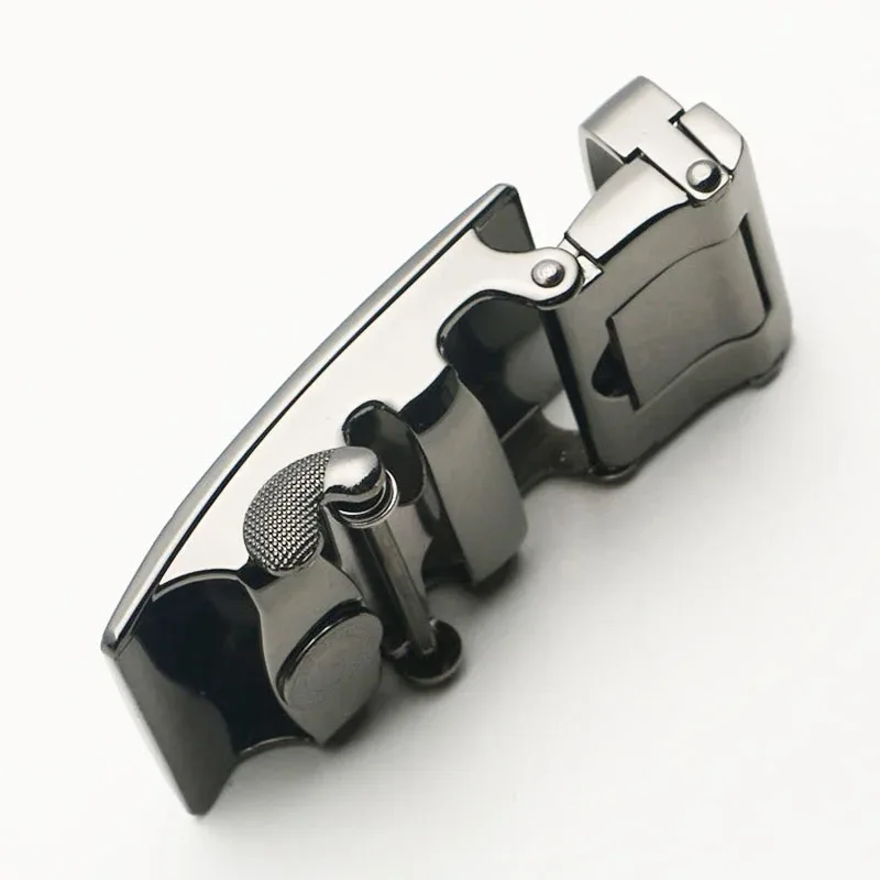 Fibbia per cintura automatica da uomo - Fibbia geometrica in metallo oro/argento - Chiusura meccanica - Accessori per cinture alla moda per jeans