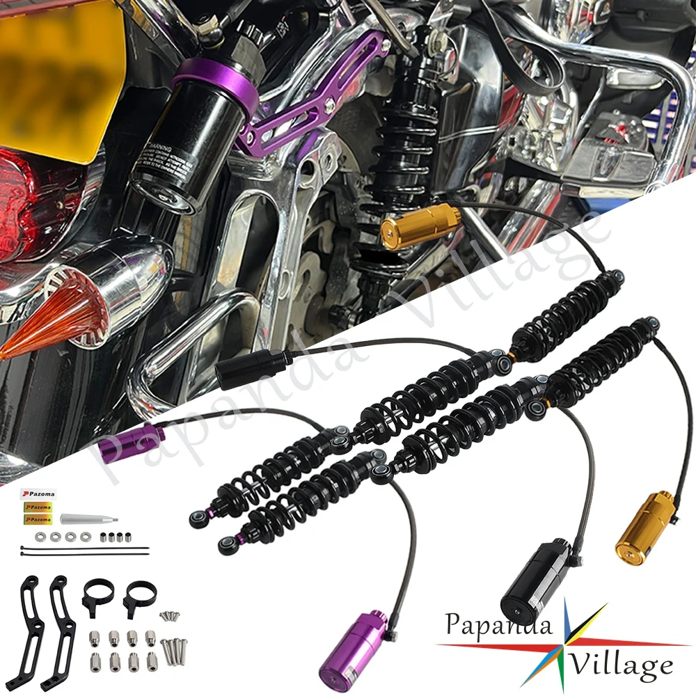 

Мотоциклетный дистанционный резервуар 13 дюймов, задняя подвеска, регулируемые двойные амортизаторы для Harley Touring FLH/FLT Bagger 2014-2024 с креплениями