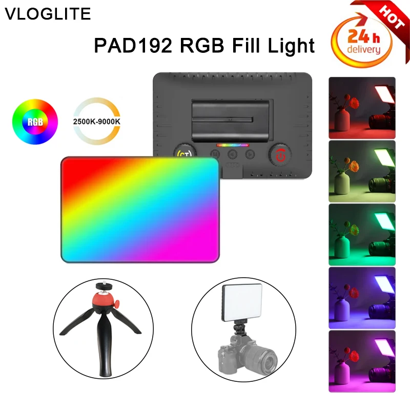 RGB LED Video Light Photography Fill Camera Lighting Panel CRI95+ 2500-9000K LCD Display Cold Shoe For Live Streaming VLOGLITE