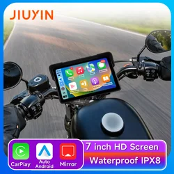 JIUYIN Portable 7inch Motorcycle Navigation GPS ipx7 Waterproof BT Touch Monitor Wireless Apple Carplay Android Auto