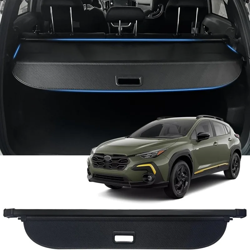 Cargo Cover for 2025 2024 Subaru Crosstrek Base/Premium Accessories Trunk Cover Retractable Trunk Shielding Shade Carbon Texture