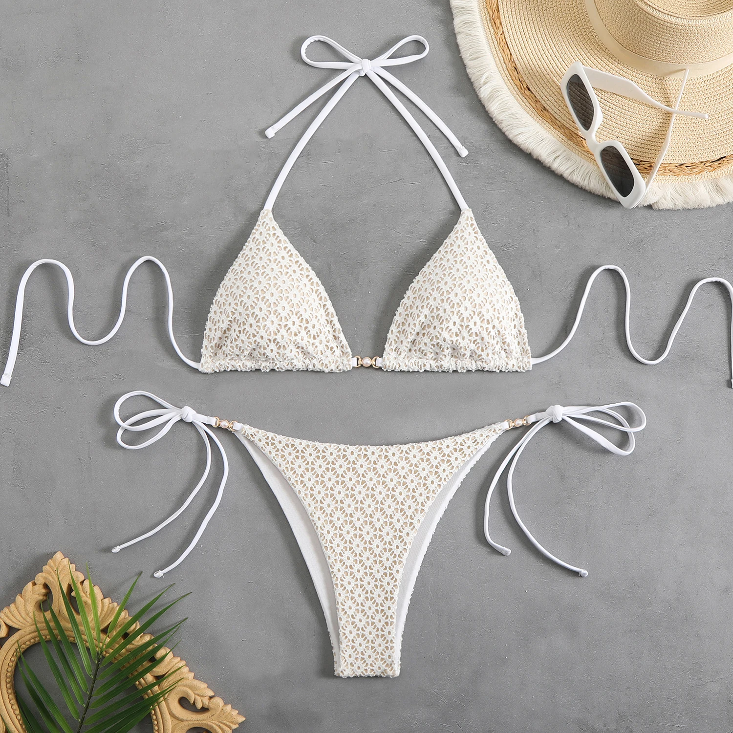 2026 Halter String Bikinis Sexy Triangle Swimsuit Women Plaid Swimwear Female Bathers Bathing Swimming Swim Suit Beachwear view 3