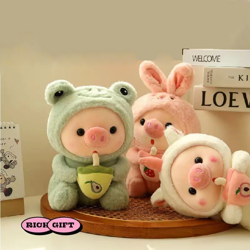 25 cm Kawaii Blase Schwein Plüschtier Stofftier Hase Frosch Tiger Weiches Kissen Tasse Milch Tee Boba Plüschtiere Puppe Kinder Geburtstagsgeschenke