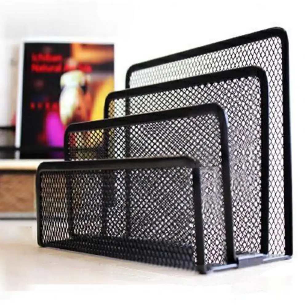 3-Tier Stacking File Holder Black Metal Mesh Mail Organizer Letter Holder Design Storage Rack for Desk Countertop Kitchen