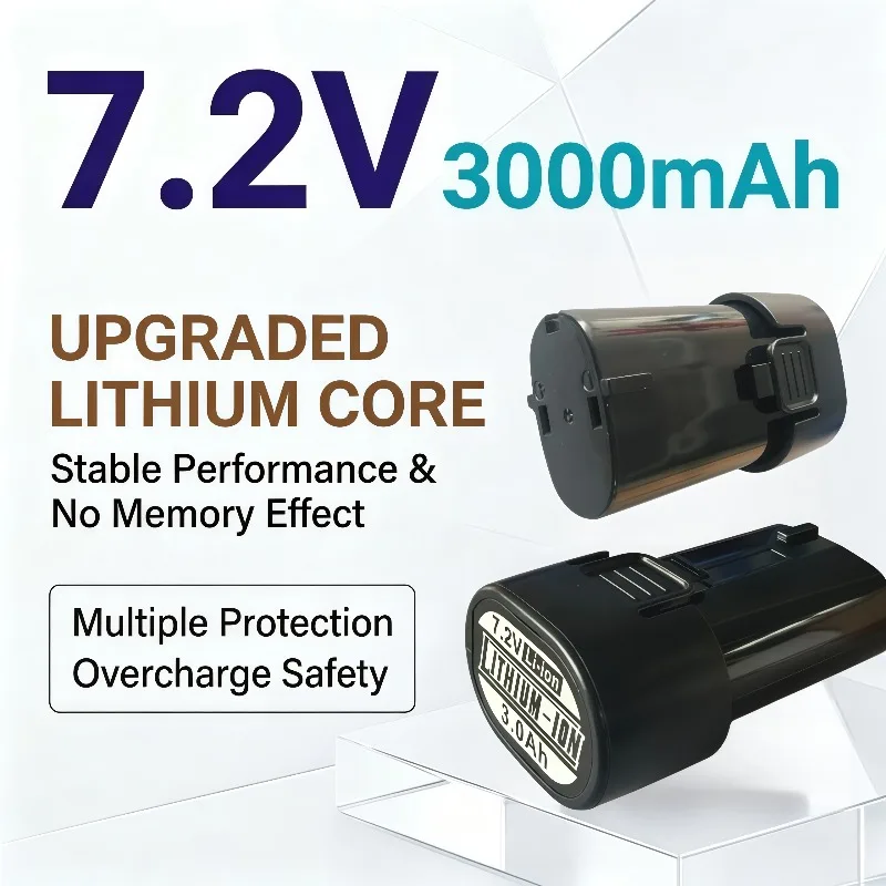 7.2V 3.0Ah lithium power pack for electric tools, superior 18650 cells quick install to swap factory batteries