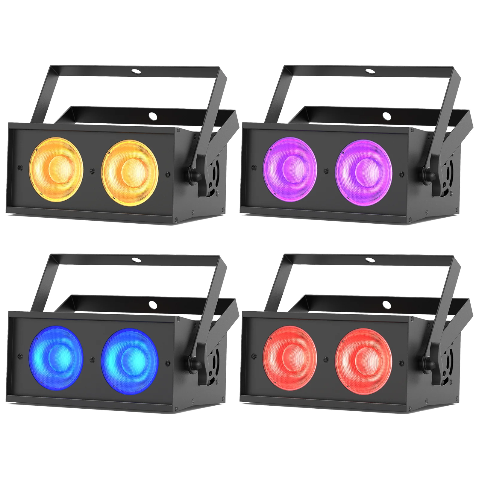Yiflamefly 4er-Set 100W RGBW COB LED Farbwechsel-Par-Scheinwerfer 2-Augen-Flutlicht-Blinder DMX Bühnenbeleuchtung für Disco, KTV, Bar, Hochzeit, Party