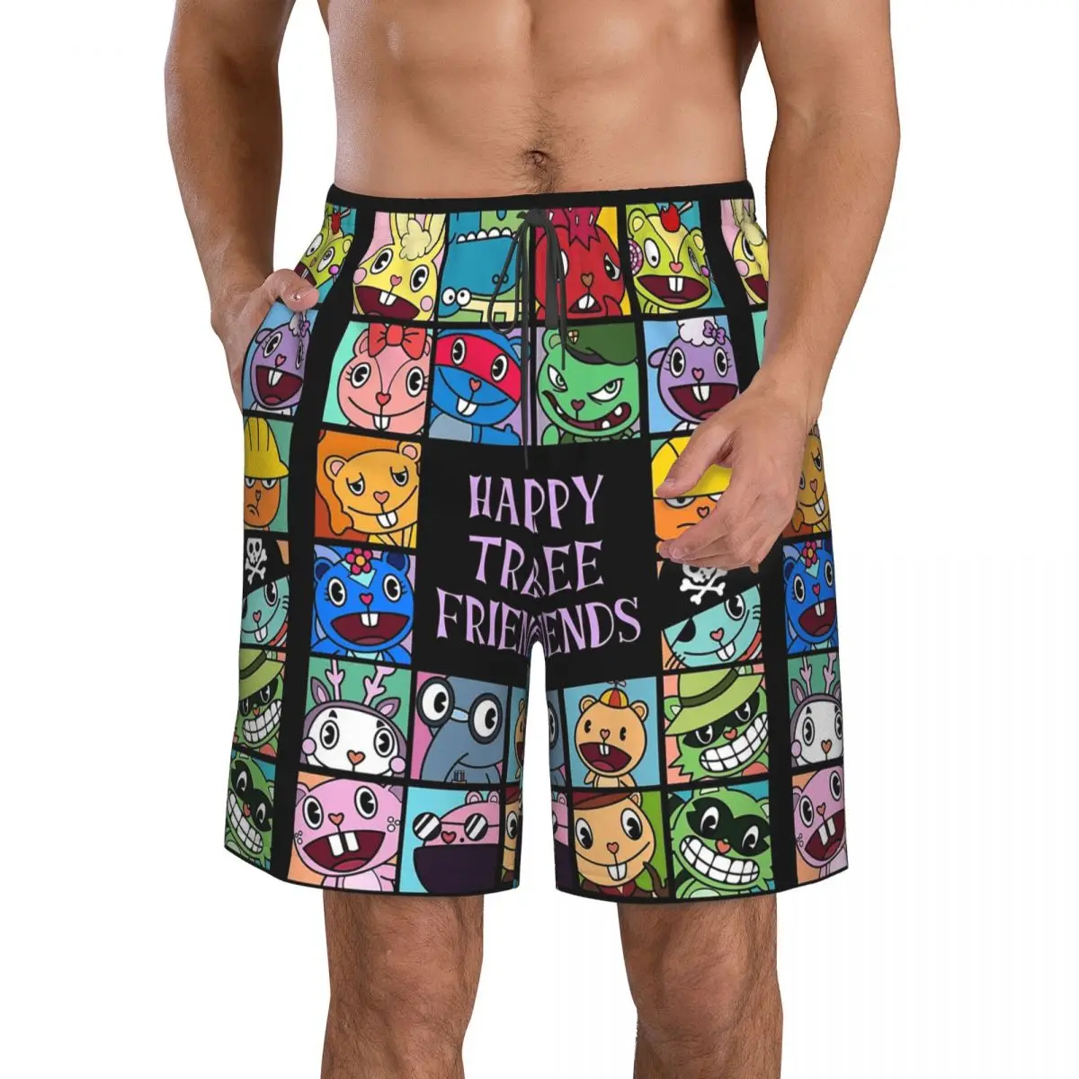 Happy Tree Friends Trunks Celana Pendek Pantai Kasual Cepat Kering Celana Renang Musim Panas Pria