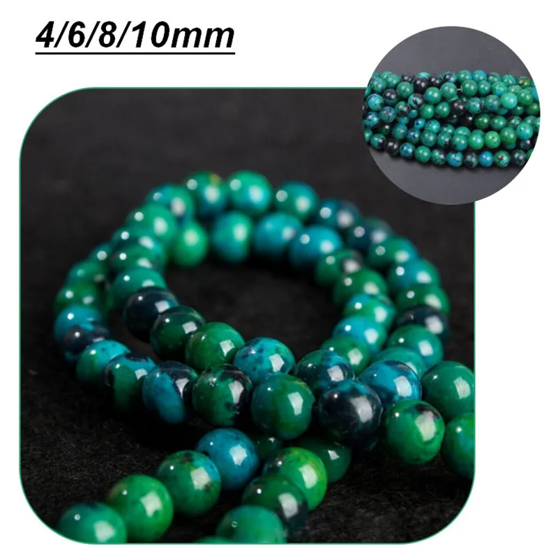 Natural Chrysocolla Beads 4 6 8 10MM Round Loose  for Jewelry Making Bracelet DIY Accessories