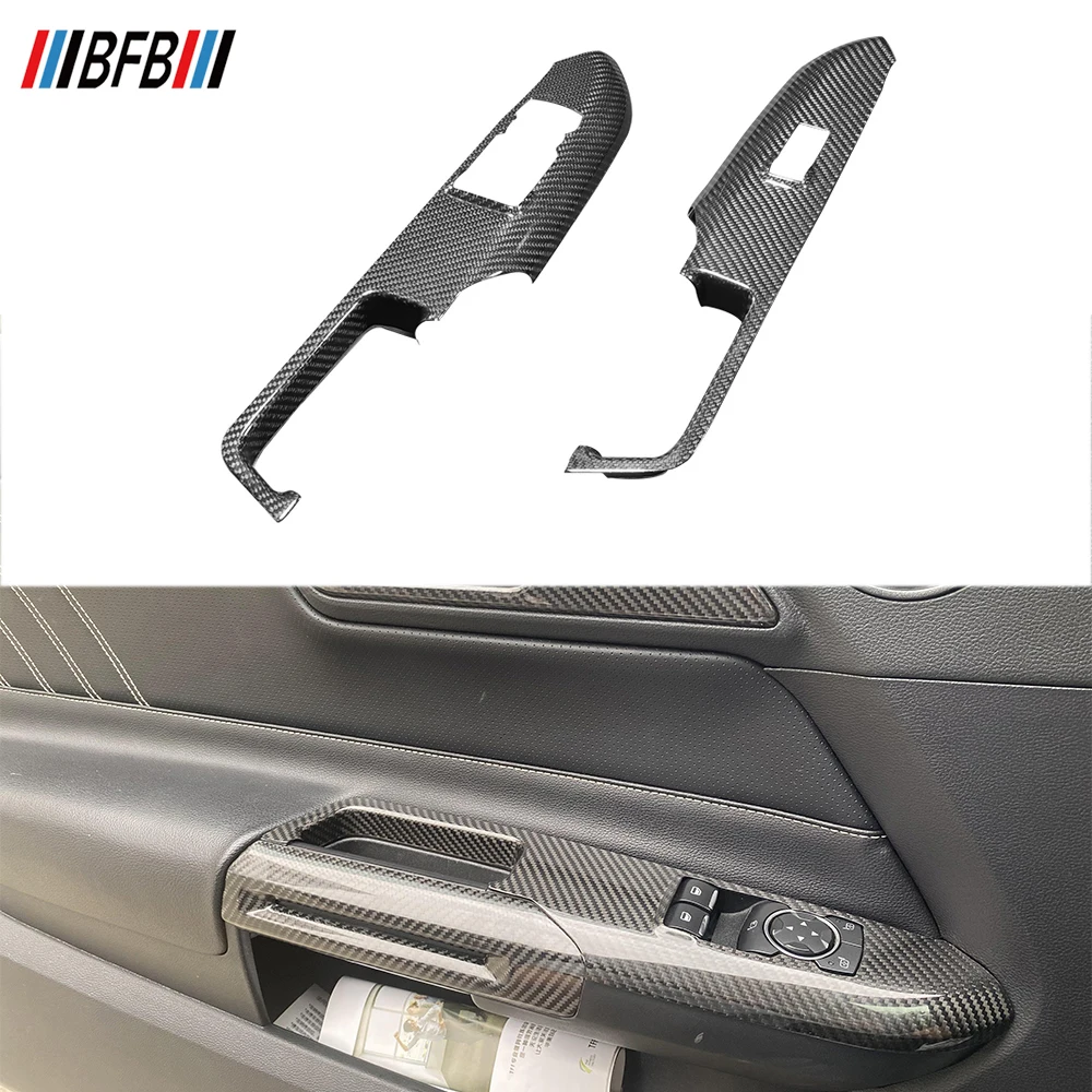 BFB Real Dry Carbon Fiber Interior Accessories Inner Door Trims Armrest Decoration Cover Trim For Ford Mustang 2015up