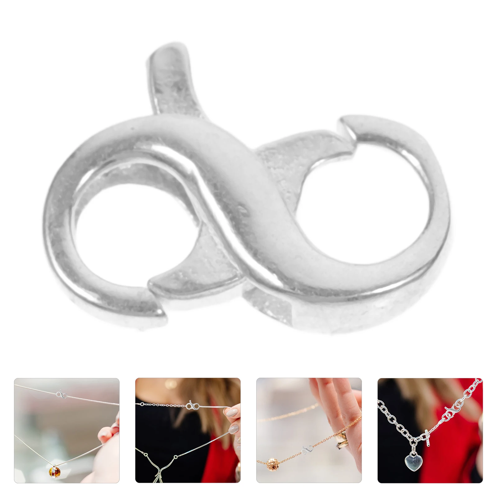 

8 Silver Clasp Accessories Small Double Opening DIY Buckles Jewelry Connector Lobster Clasp Necklace Bracelet Parts Materials
