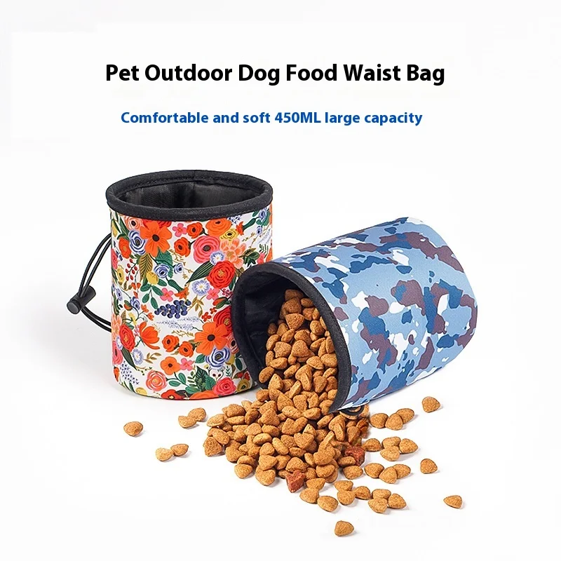 

Printed Large Capacity Outdoor Pet Training Waist Pack - Soft Portable Dog Food & Treat Bag for Hiking Camping (Durable Fabric)