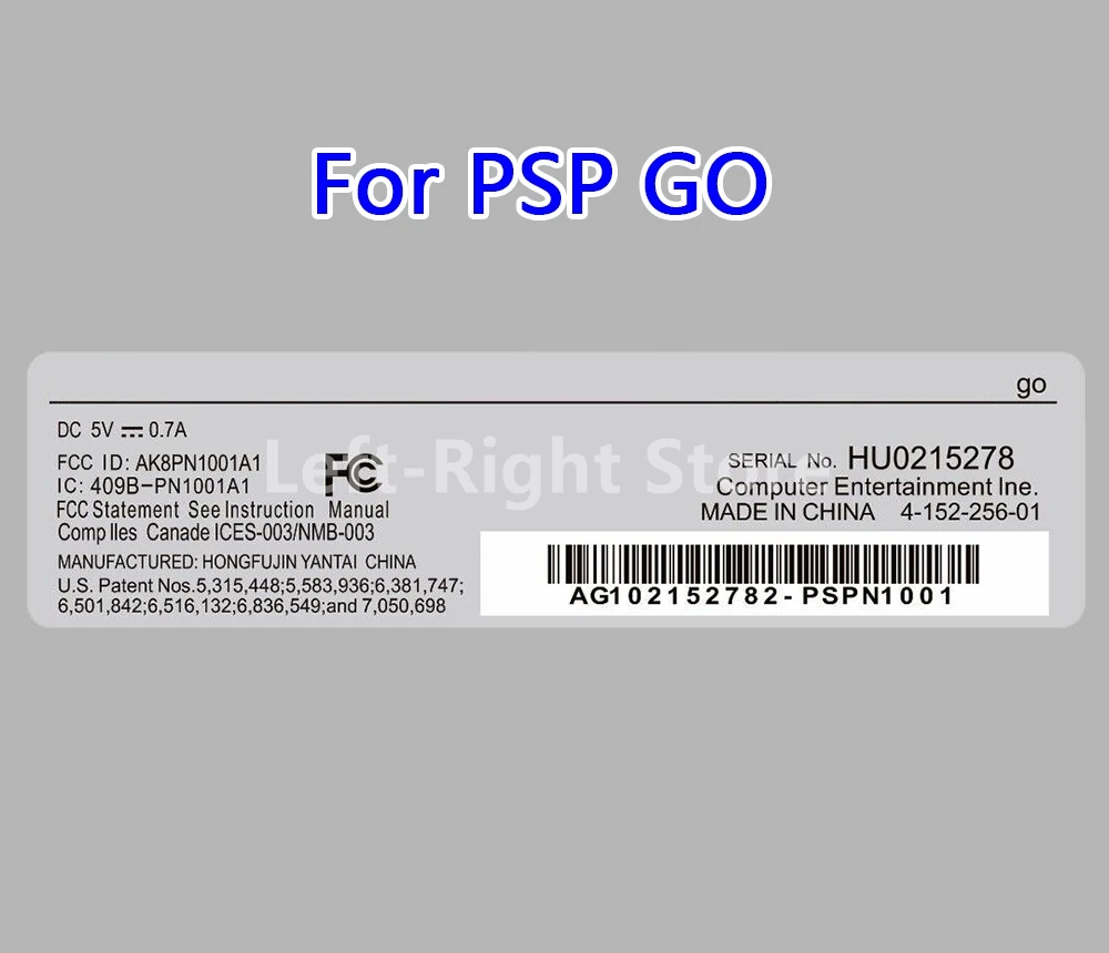 100PCS Sticker Label For PSP GO PSPGO Back Cover Back Faceplate Label Touch Panel Stickers