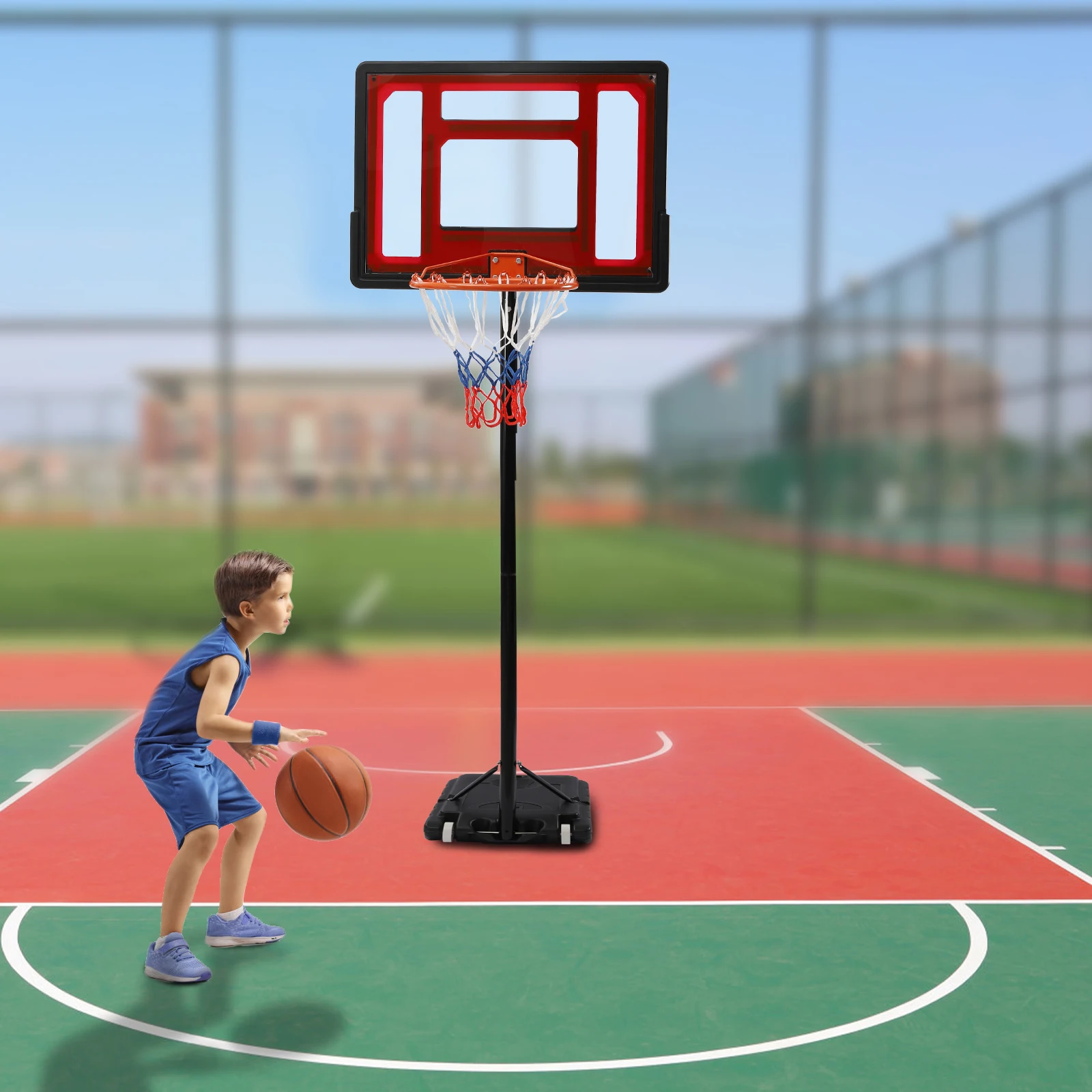 

Adjustable Height Basketball Hoop, Basketball Training Equipment, Indoor and Outdoor, Junior Kid and Adult, 5.6-7ft