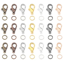 20set/lot Alloy Lobster Clasp With Jump Rings Set End Clasps Connectors For Bracelet Necklace Chains DIY Jewelry Making Supplies