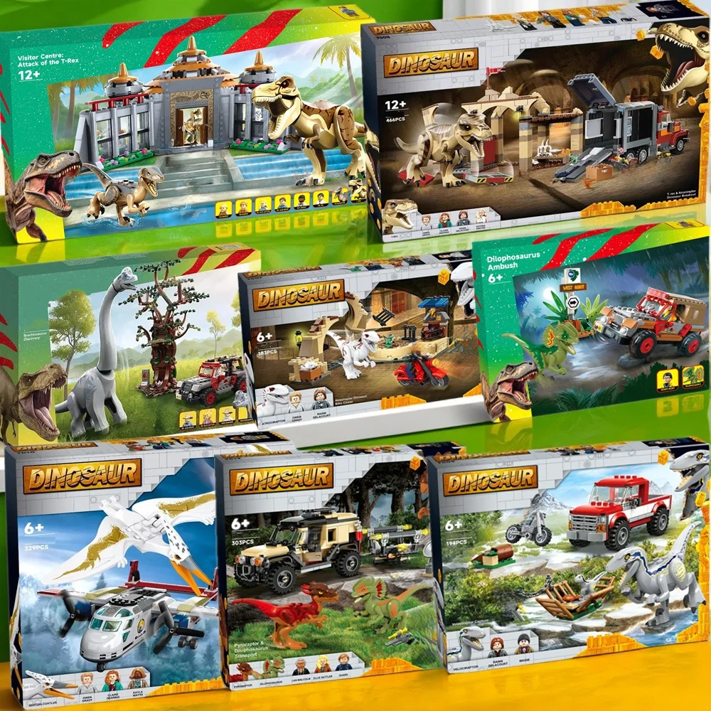 Kompatible Marken Ziegel Sets Dinosaurier Film Serie Bausteine Tyrannosaurus Triceratops MOC Welt Park Spielzeug Für Kind Geschenke