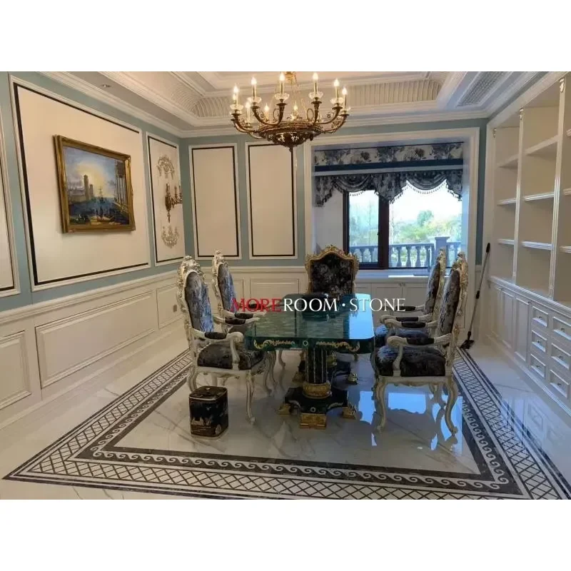 Custom Marble Polished Modern Green Hotel Vanity Top Dining Table with Eco-Friendly Features