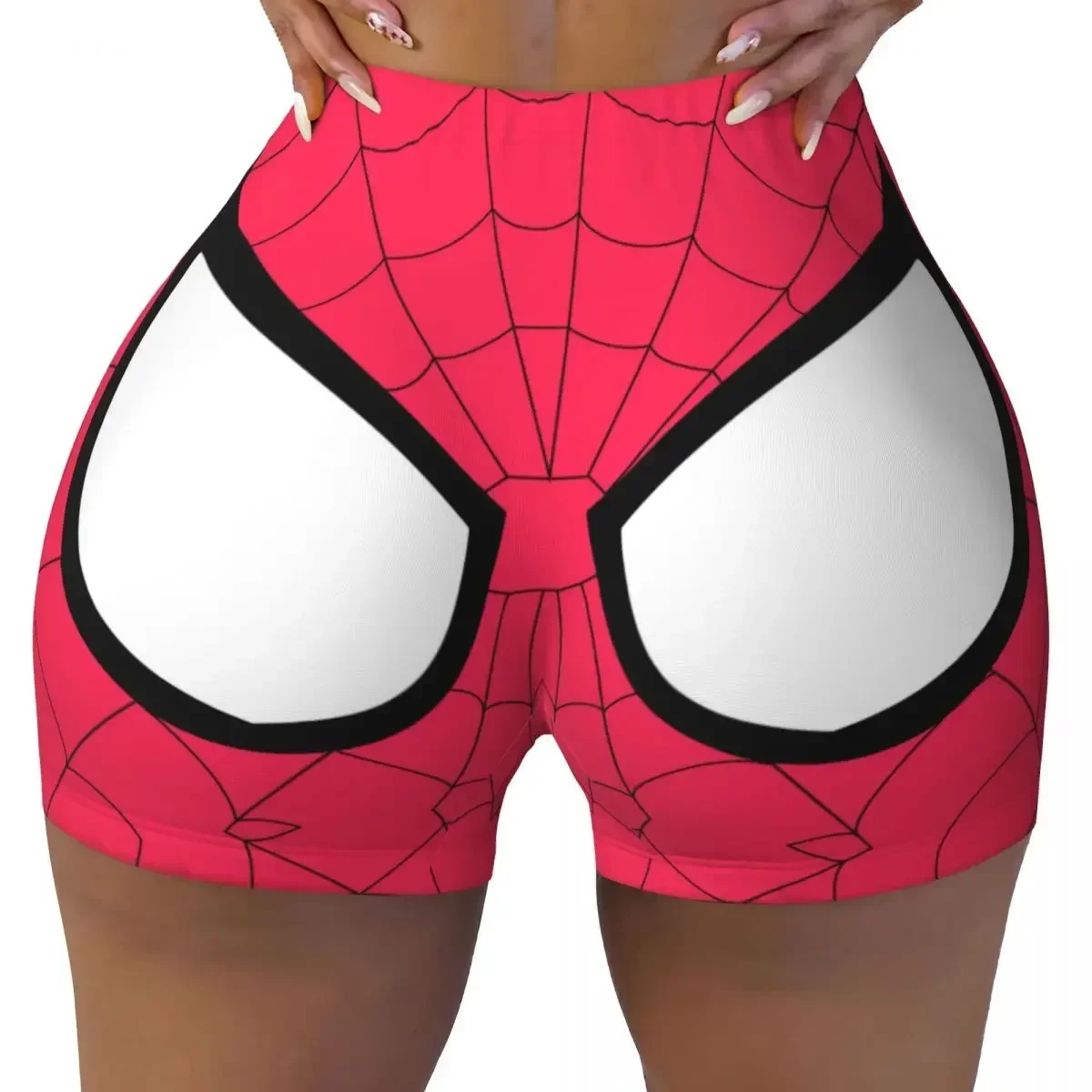 

Custom Spider Web Eye Biker Running Gym Shorts Women's Spider Man Athletic Workout Yoga Shorts