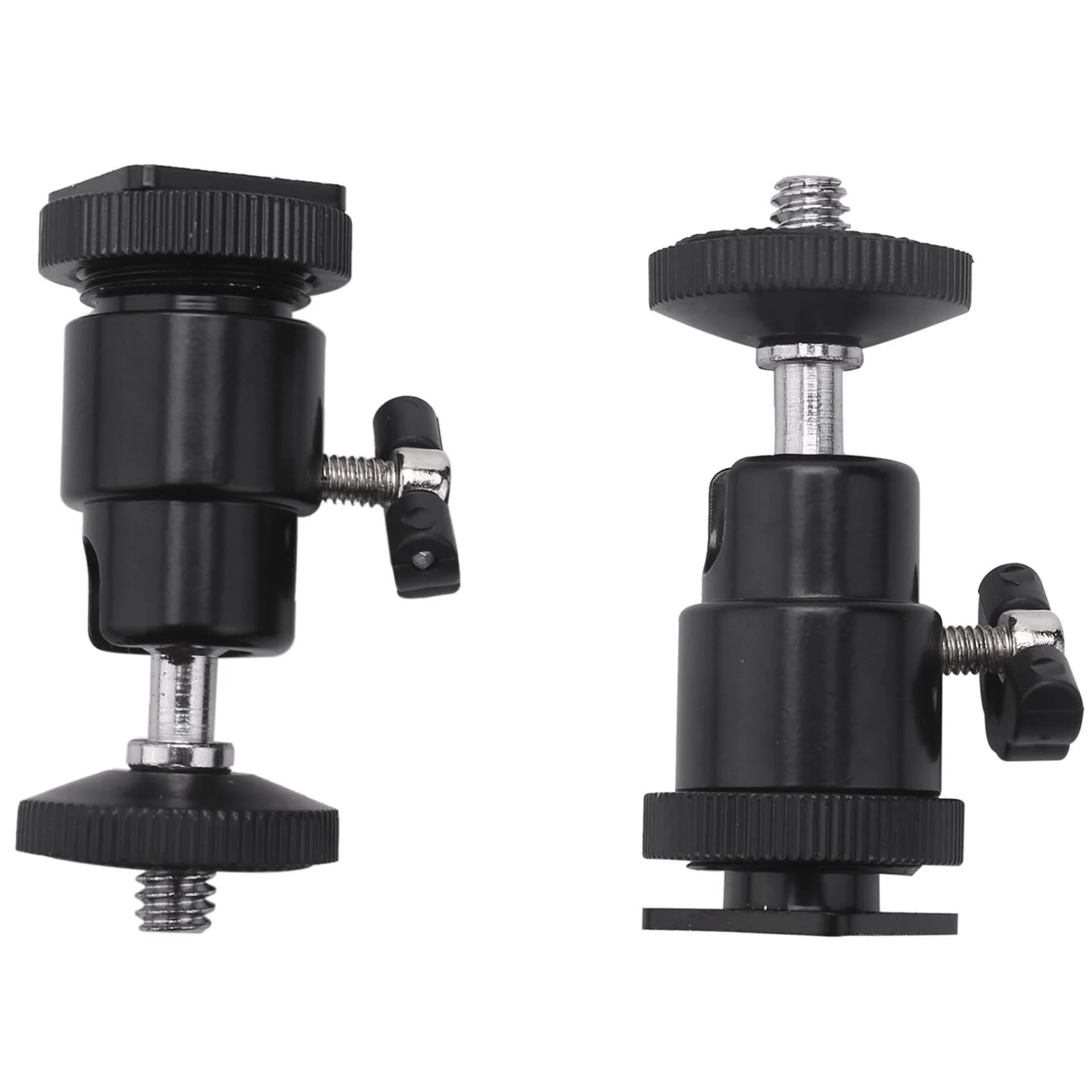 Mini Ball Head [2 Pack] With Hot Shoe Mount Adapter 360 Degree 1/4 Inch Small Ball Heads Lightweight Swivel Micro-Ballhead For