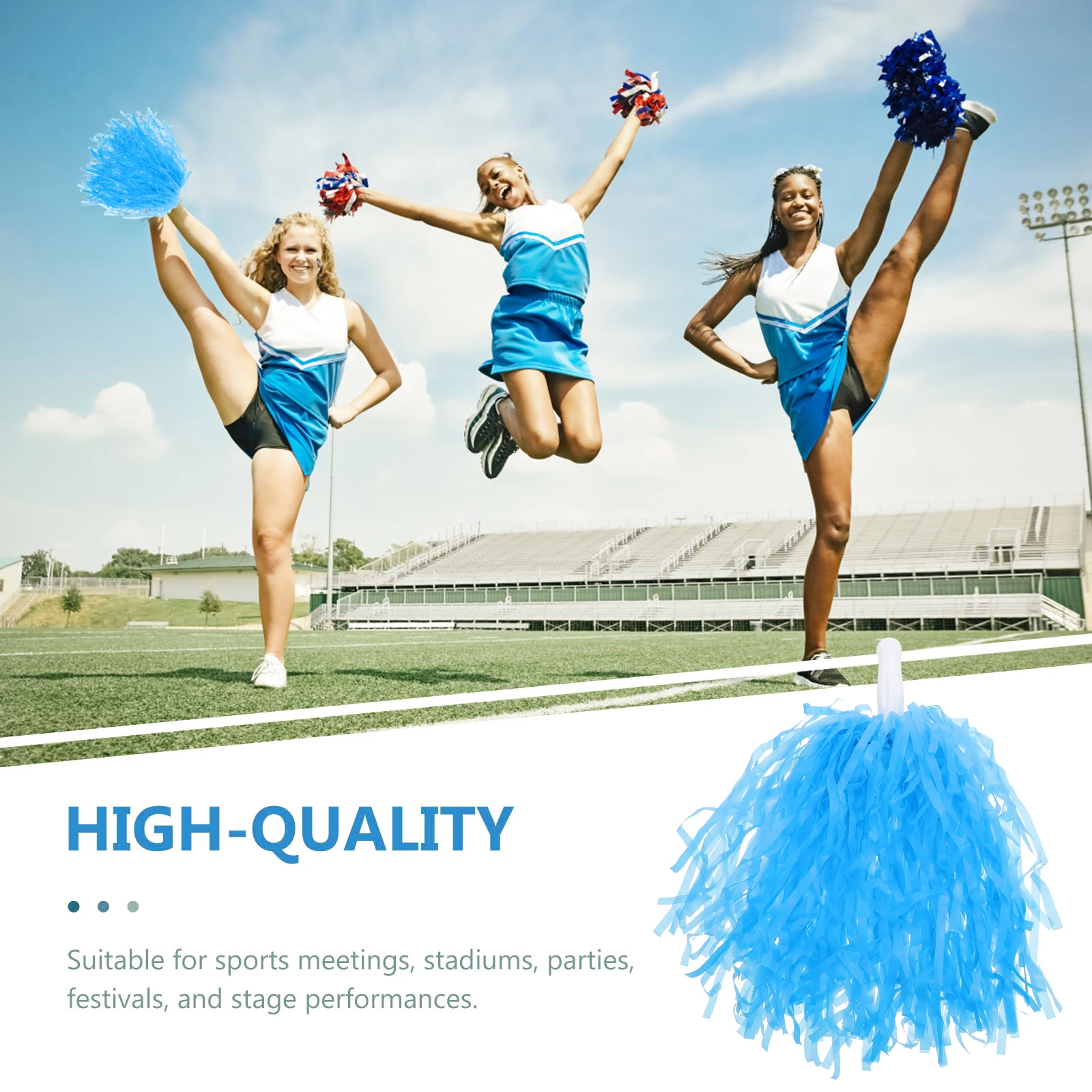 

12pcs Cheerleading Pompoms Glossy Durable Reusable School Sports Dancing Match Handle Design Comfortable Hold Sparkle Props