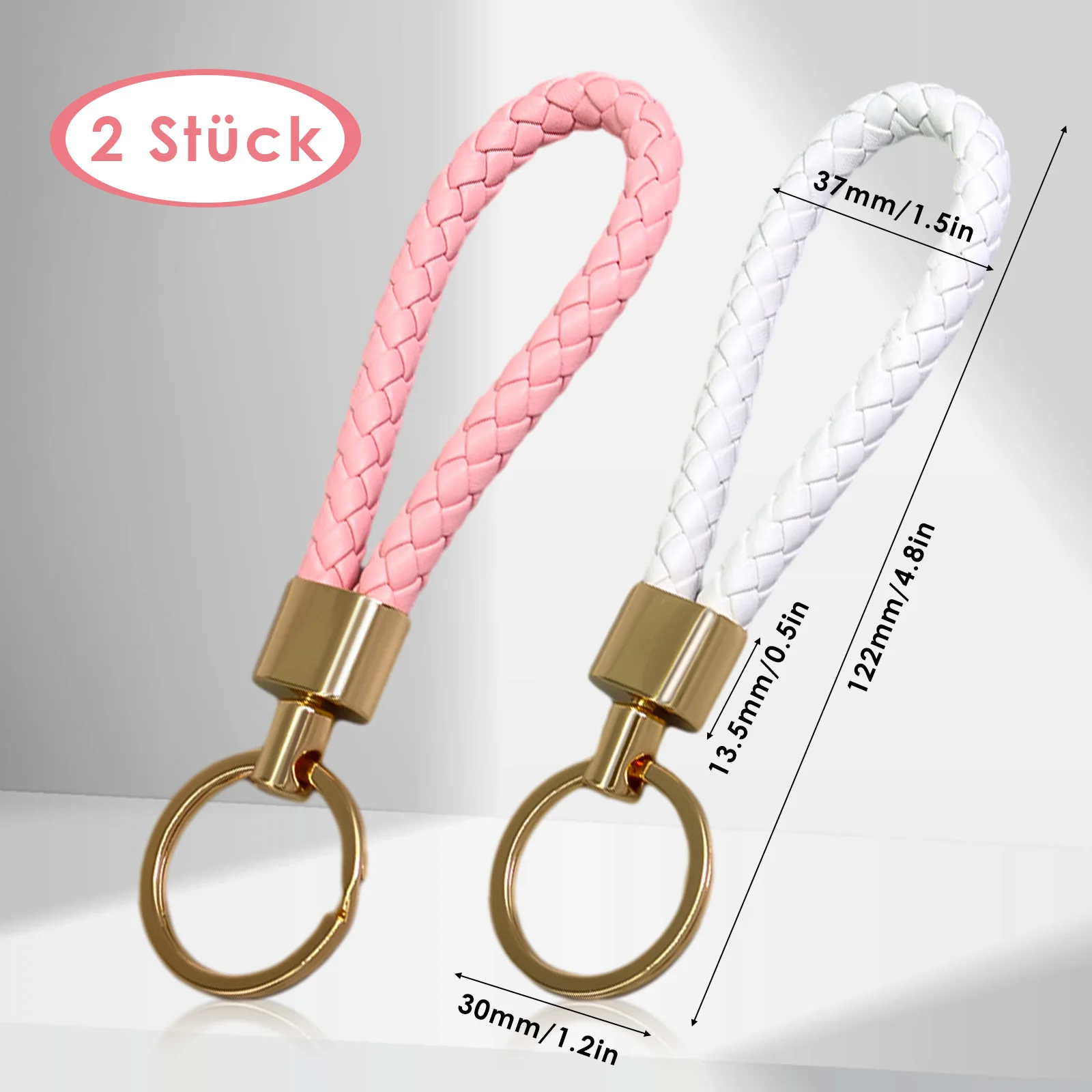 2pack/lot Fashionable Key Holder Braided Leather Keyring With Strong And Durable Braided Keychain