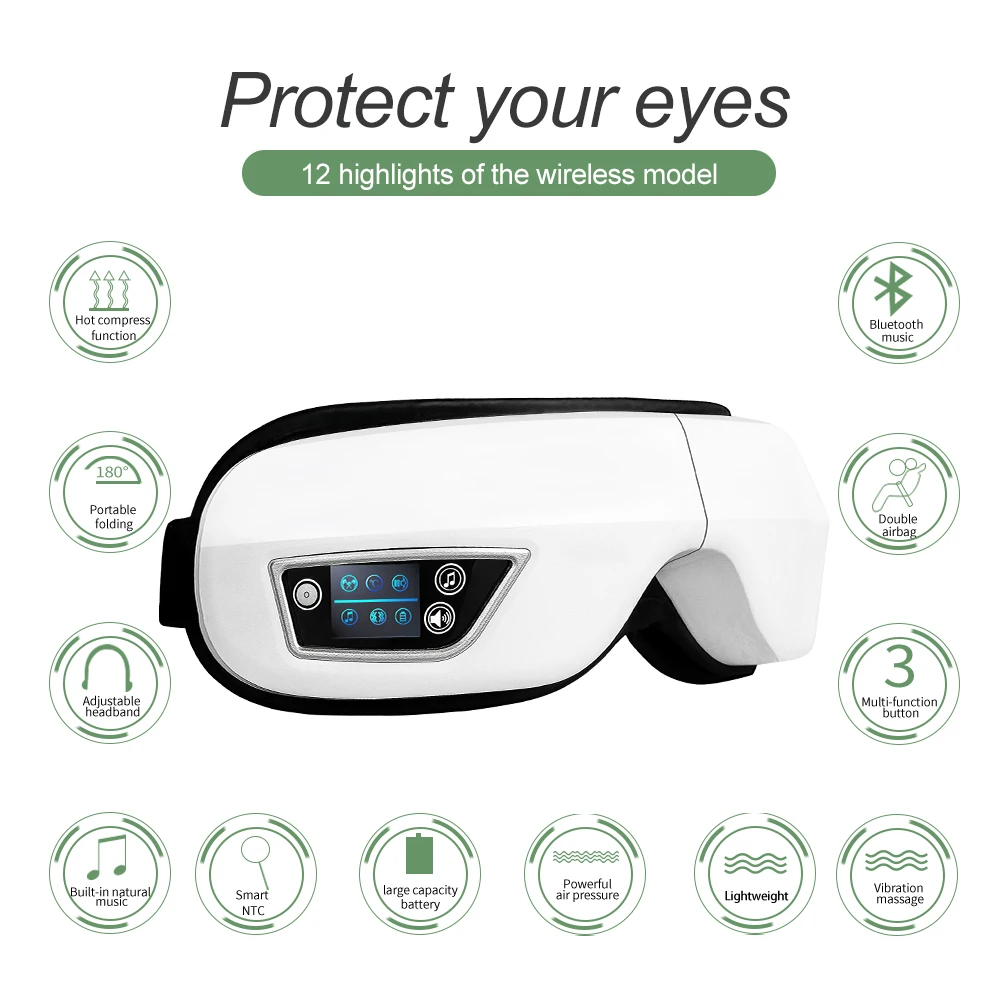 Smart Eye Massager Hot Compress Bluetooth Airbag Vibration Eye Care Instrument Eye Massage Glasses Fatigue Improve Sleep