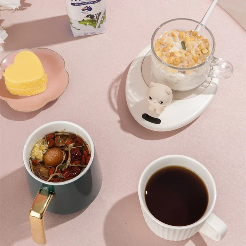 Retro Coffee Mug Warmer with 3 Temperature Settings for Office Home - Auto-Off Cup Warmer Plate for Cocoa Tea Water Milk - Gift