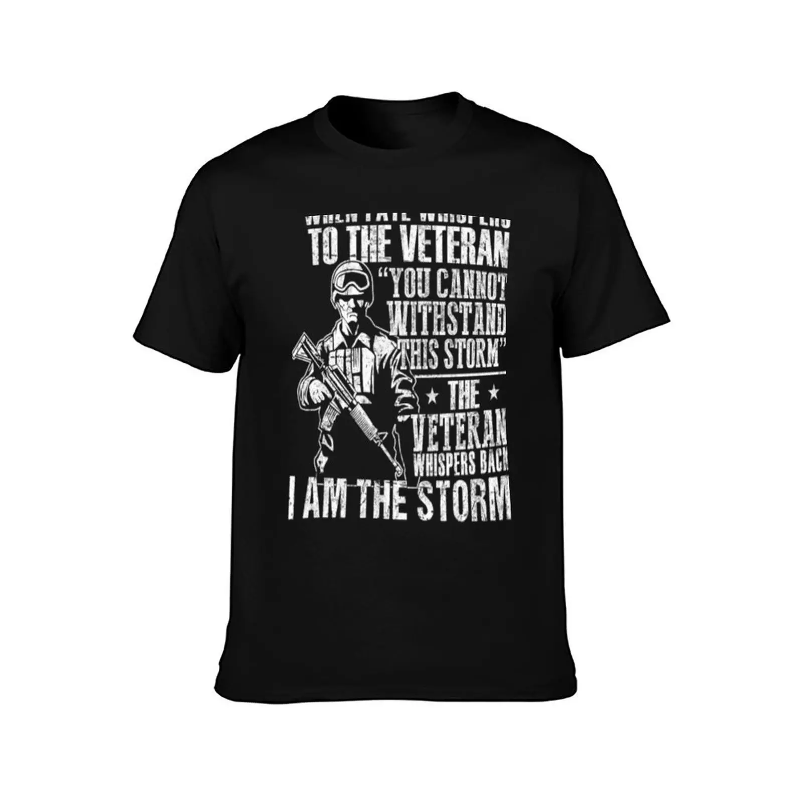 Combat Veteran - Whispers back I am the storm T-Shirt Basic Crew Neck Short Sleeve Top