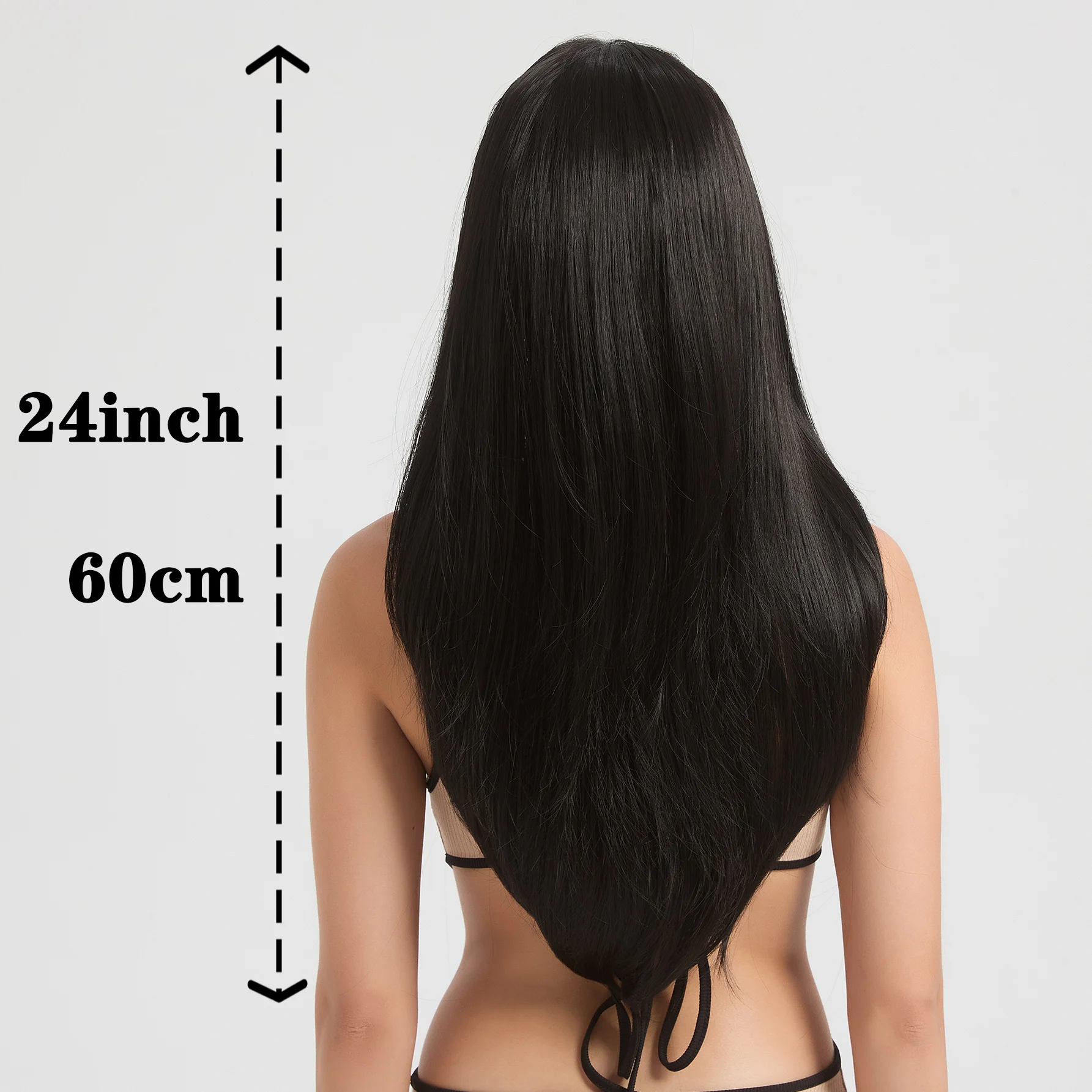 JOVIA 24inch high level long straight hair collar length hair that frames the face can be Heat Resistantstyled inward Daily