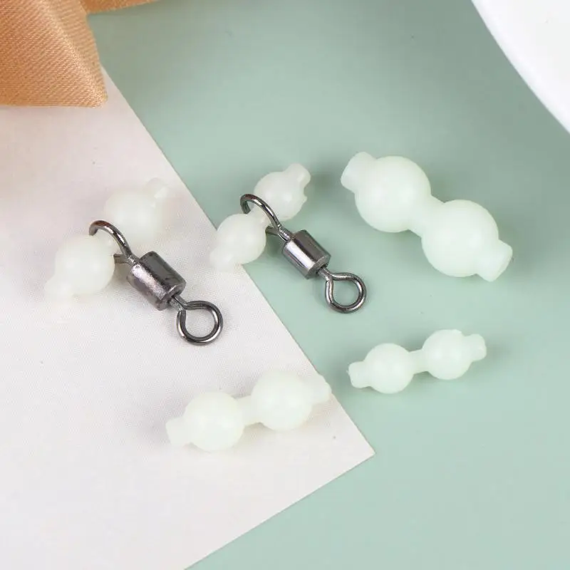 50Pcs Luminous Gourd Bead Fishing Swivel Connector Anti Tangle No Line Damage Tackle for Stream Creek Fishing Accessory
