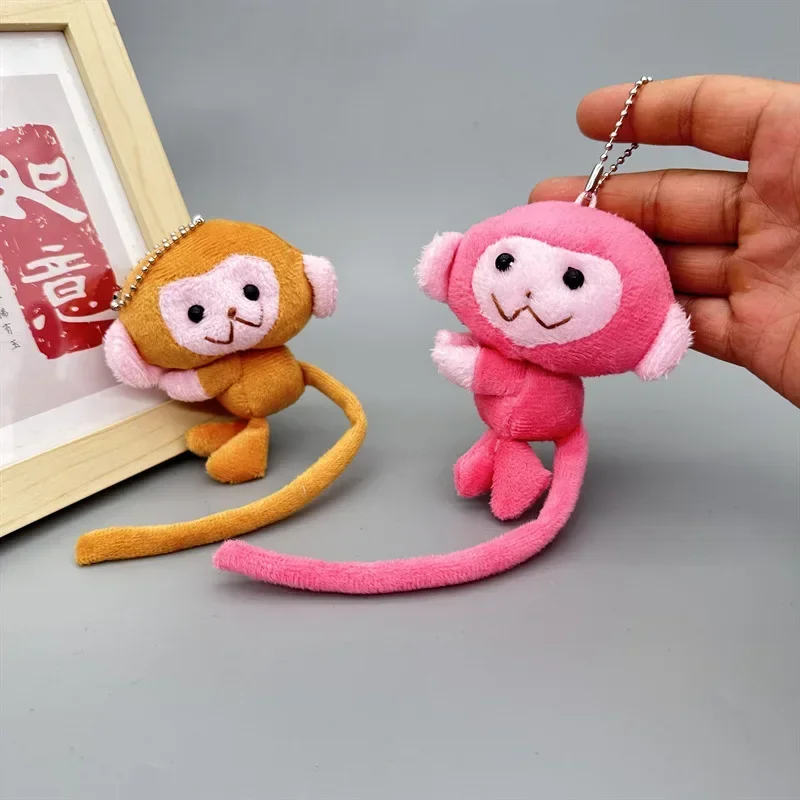 Cute Animal Little Monkey Plush Doll Long Tailed Monkey Doll Pendant Keychain Backpack Hangings Decoration Gifts photography view 4