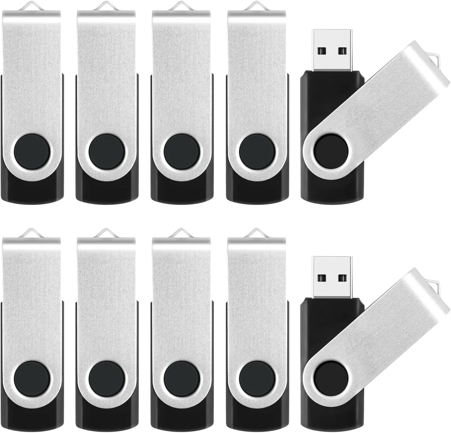 

1GB USB Flash Drive 10 Pack, USB2.0 Swivel Thumb Drives with Light for Backup and Transfer, Bulk Storage Memory Sticks