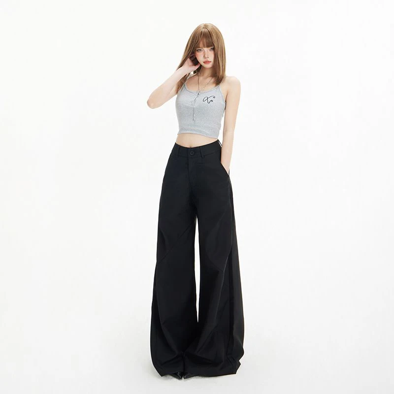 

2025 New Women's Casual Pants Temperament High Waist Loose Straight Trousers Fashion Versatile Wide Leg Pants