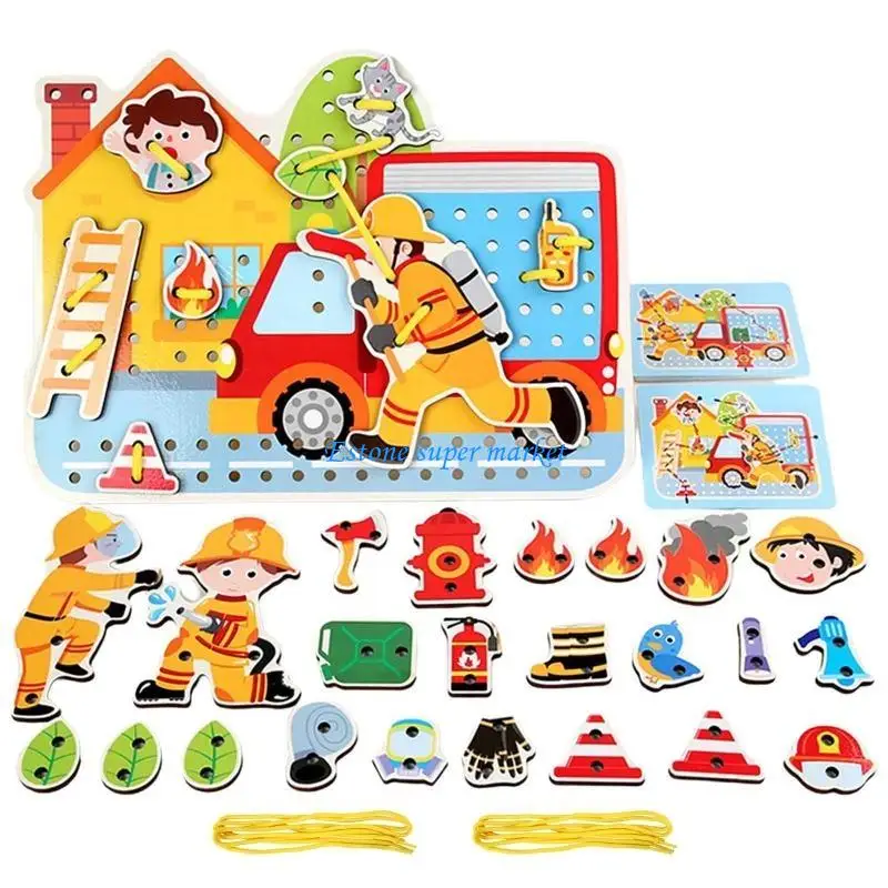 

090B Wooden Threading Toy for Creative Table Game for Kids Over 4 Year Old Interactive Kids Game for Play To