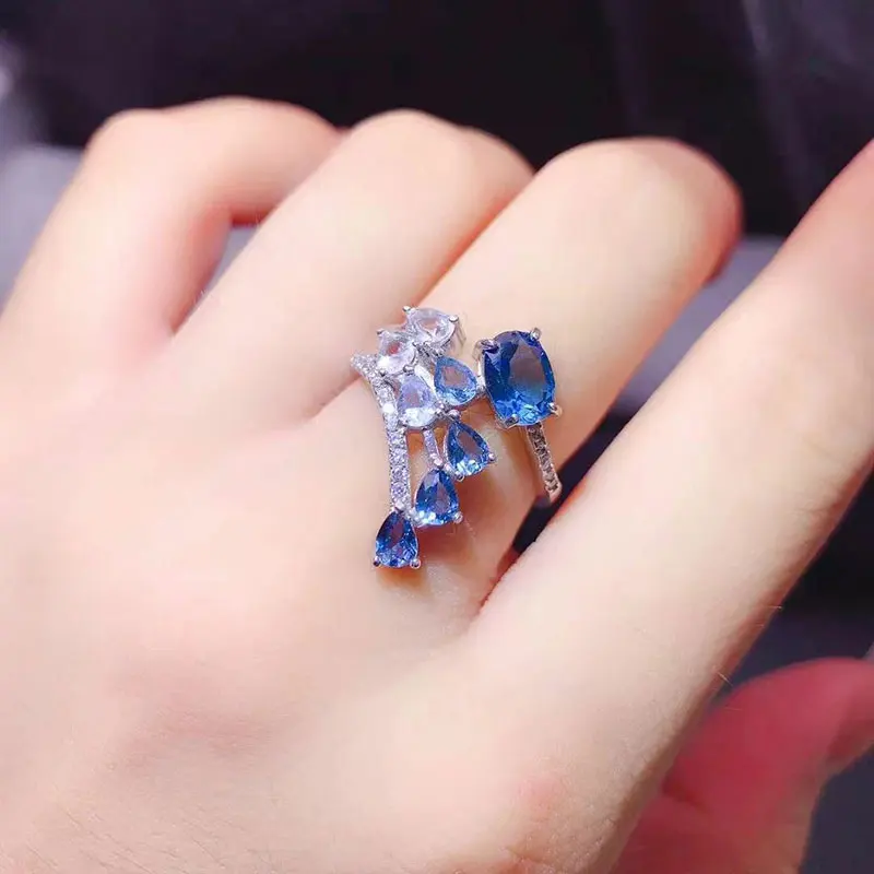 

Подлинное серебряное кольцо с лондонским голубым топазом 5х7 мм, серебряные украшения с топазом, серебро 925 пробы, ювелирные изделия с кристаллами, с сертификатом