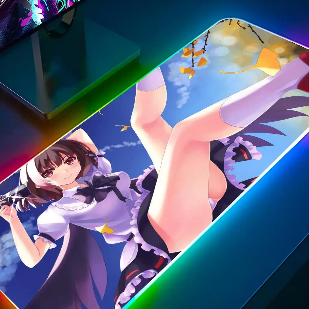 

Touhou Shameimaru Aya Mouse Pad RGB Pc Gamer Keyboard LED Glowing mause pad Mats Rubber Cute Cartoon Gaming Computer csgo lol